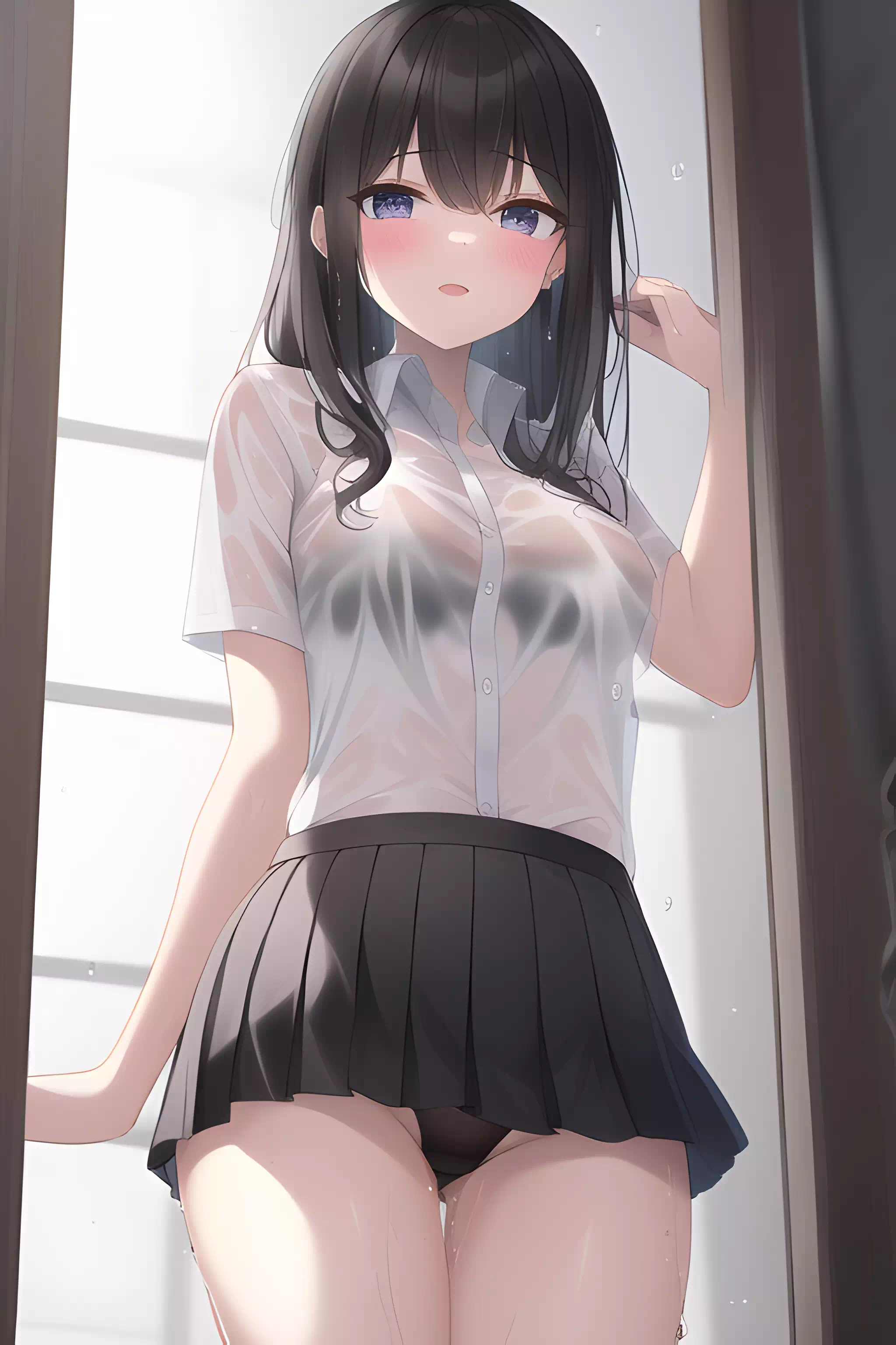 雨に濡れた少女
