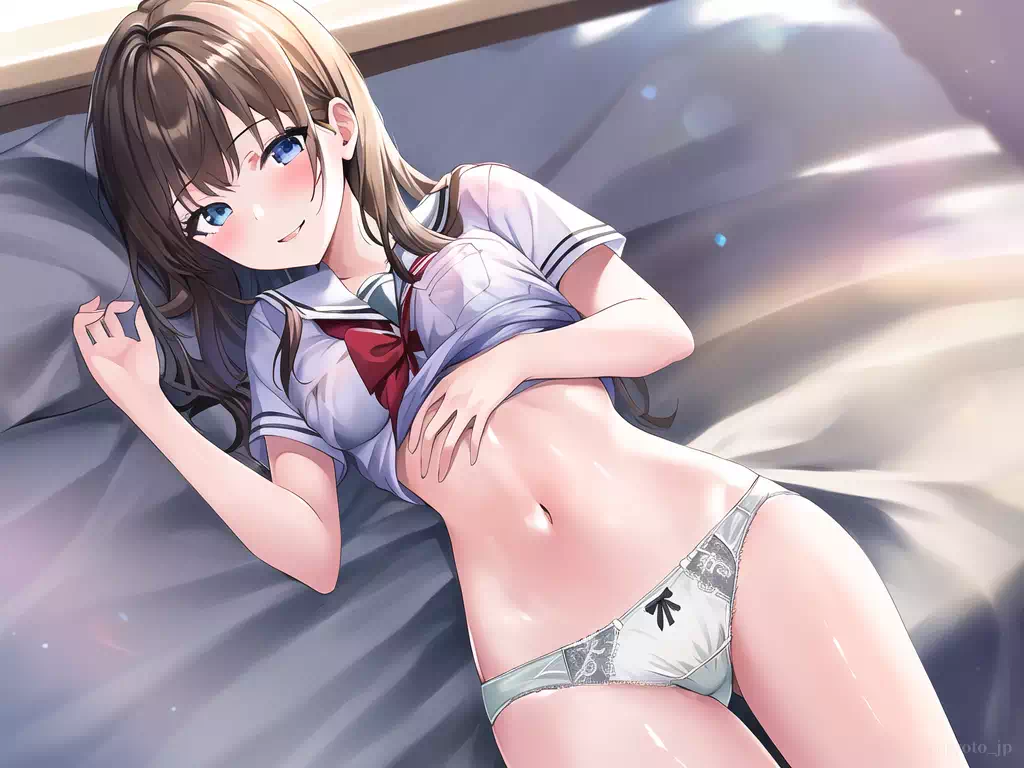 ベッドで横になる女子高生⑥（JKシリーズ）