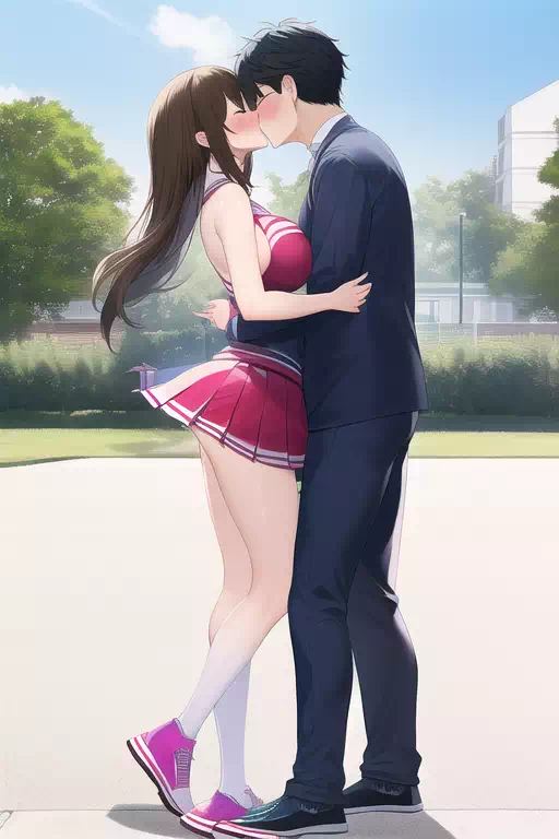 Cheergirl kissing her BF