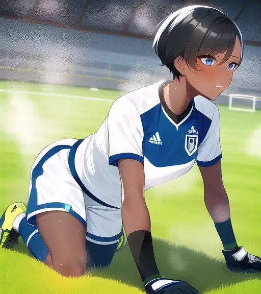 褐色肌のゴールキーパー娘