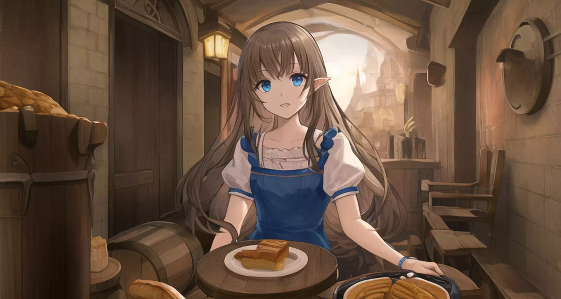 ハーフエルフの女給さん（昼休憩中）