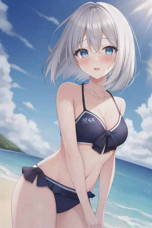 水着を着て海で遊んでいる様々な少女たち 3