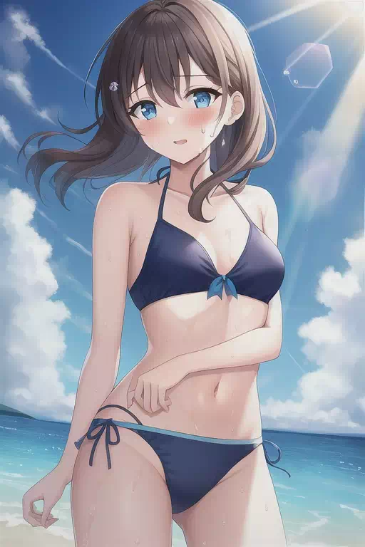 水着を着て海で遊んでいる様々な少女たち 16