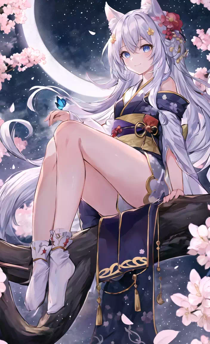 キツネ耳の着物少女