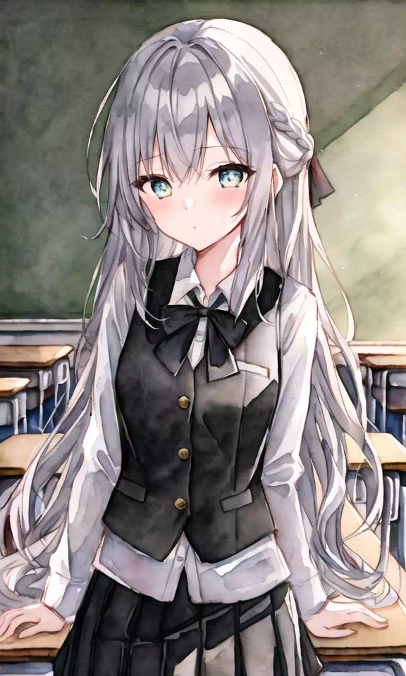 銀髪制服少女