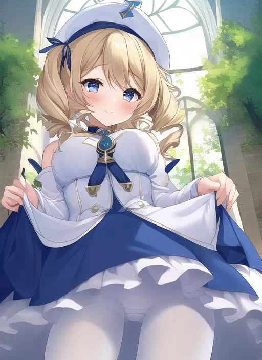 たくしあげで見せてくれるバーバラ