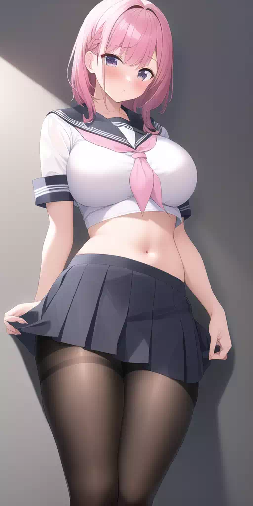 [NovelAI] ピンク髪セーラー服JK #9