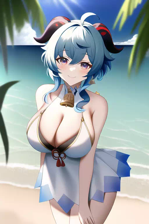 甘雨と海にお出かけ