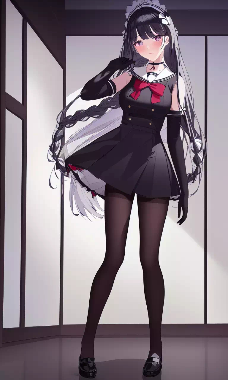 黒ドレスの赤いリボン女の子