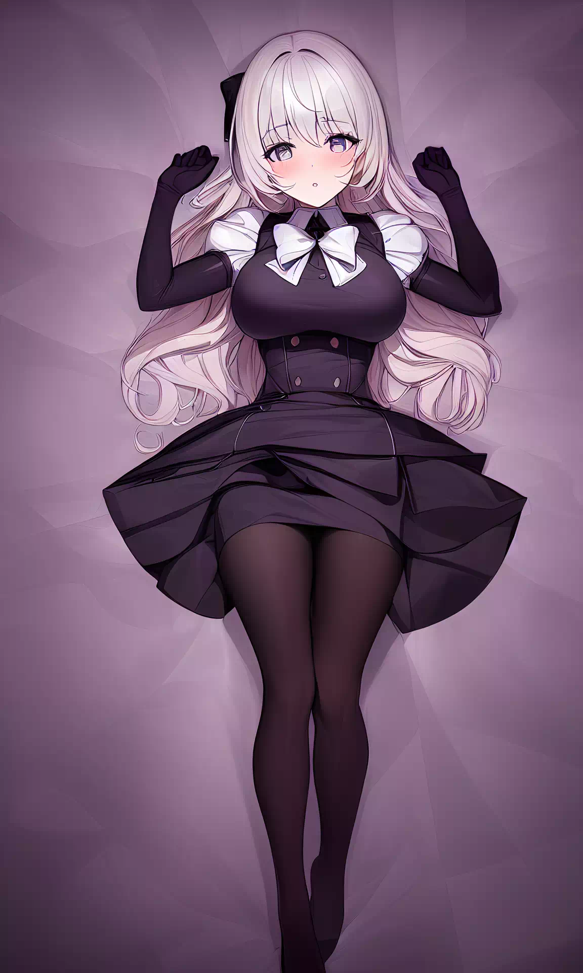 ベッドの上の黒いタイツお嬢様