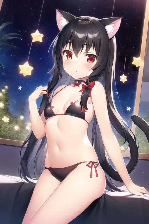 猫耳女の子&times;水着
