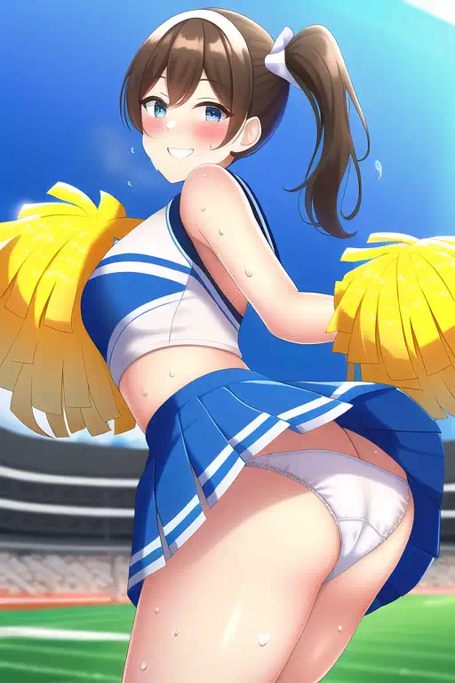 アンスコを忘れてずっとパンツが見えてるチアガール