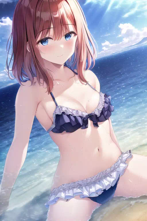 ビーチに座っている女の子