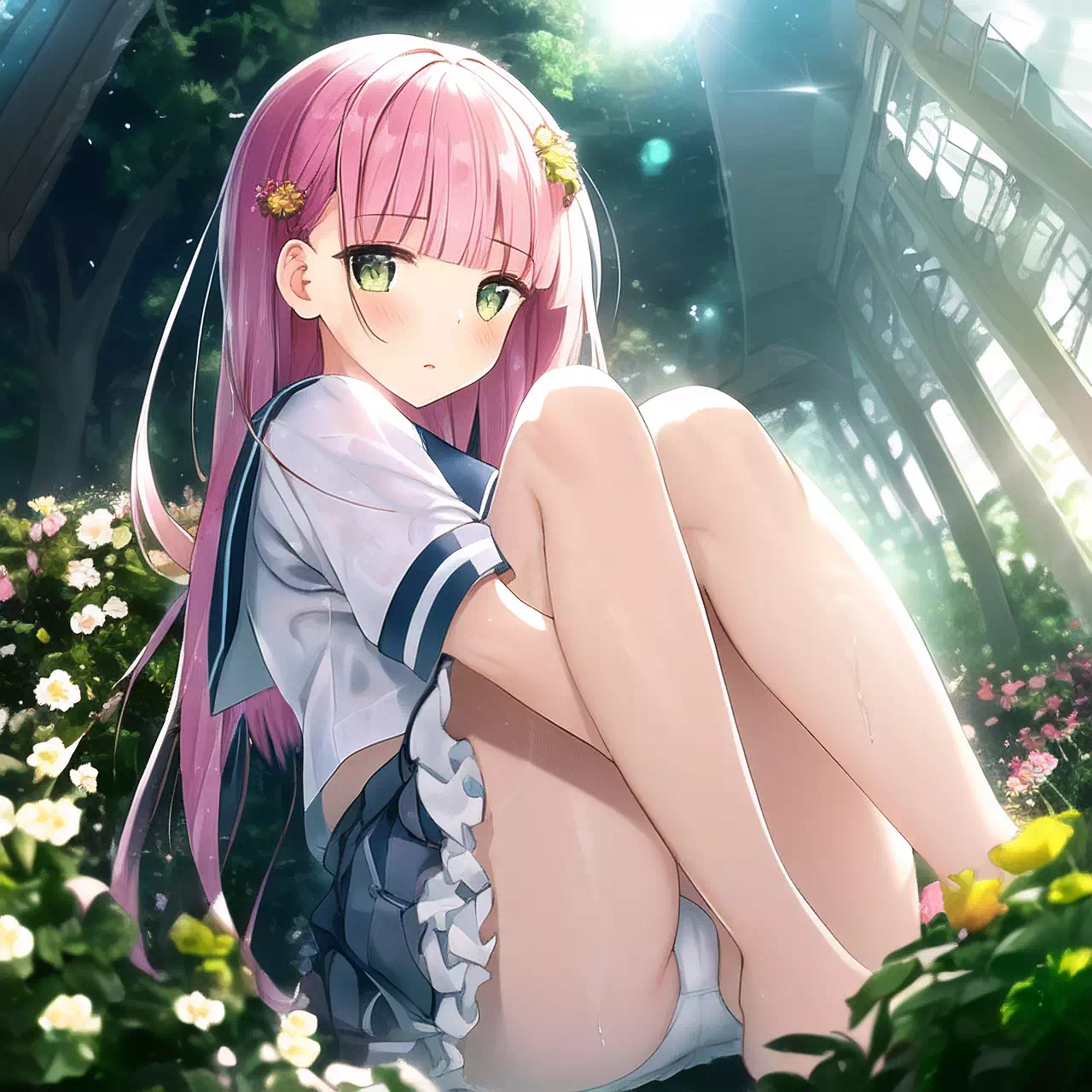 花と廃墟と少女