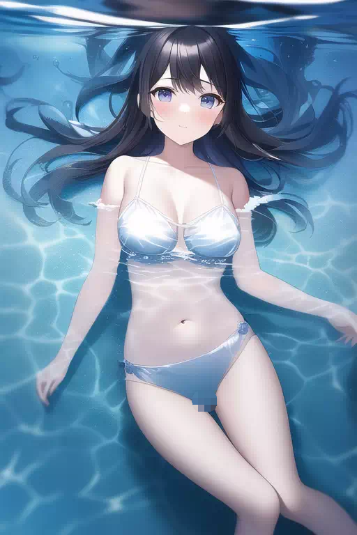 AI生成 半身入水的少女