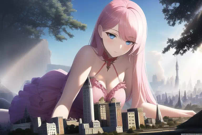 【NovelAI】巨大娘まとめ 桃髪・都市・廃墟