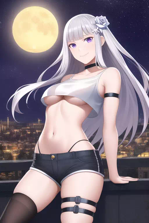 (AI) エミリアたん (月光の下で）