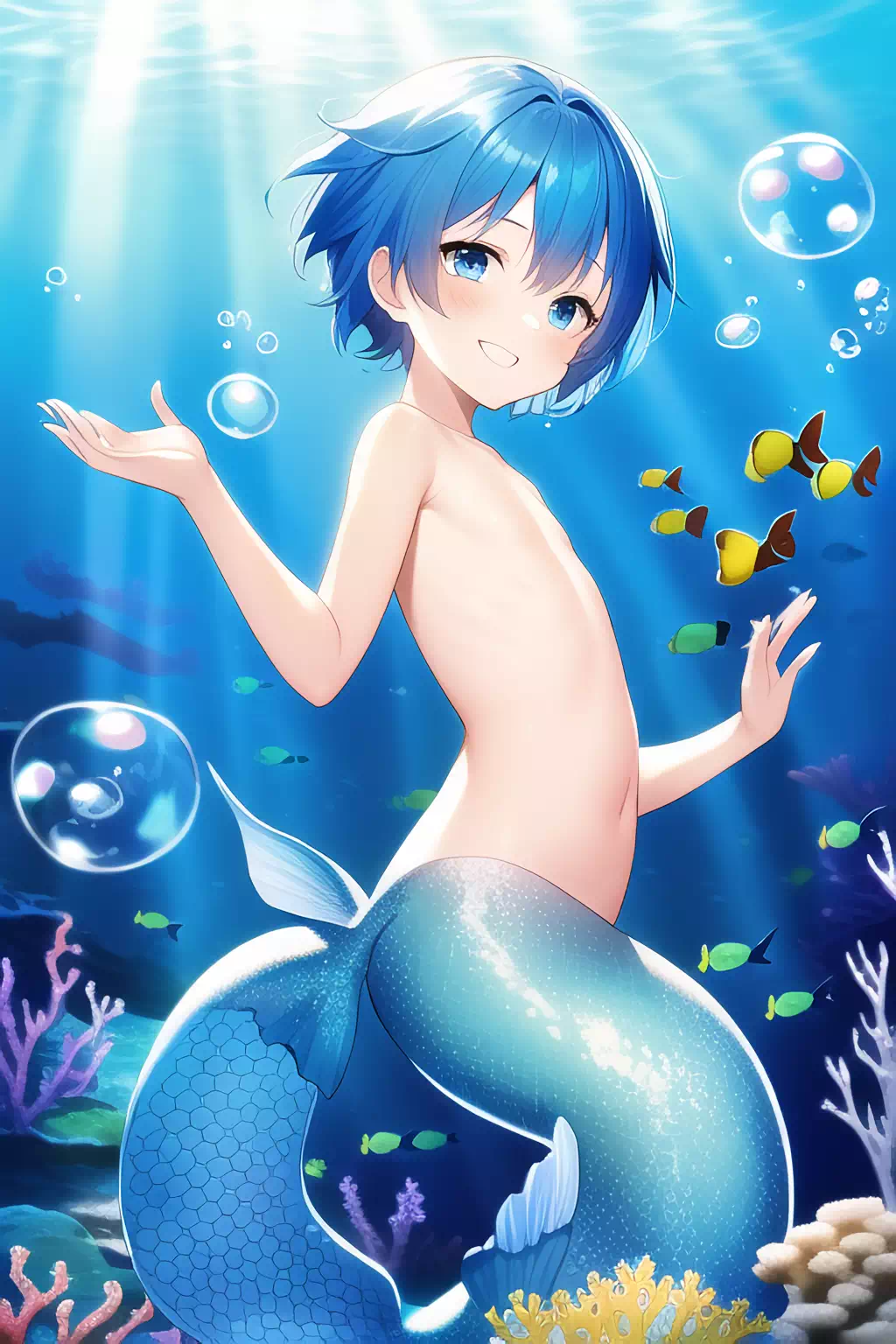[NovelAI]マーメイドショタ