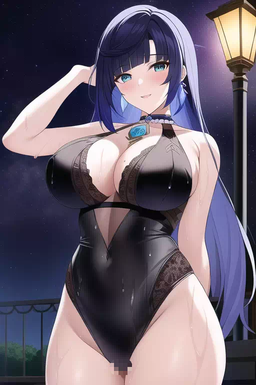 NovelAI Yelan with long hair