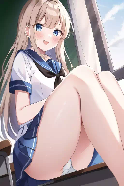 白茶髪ロングJK・教室編