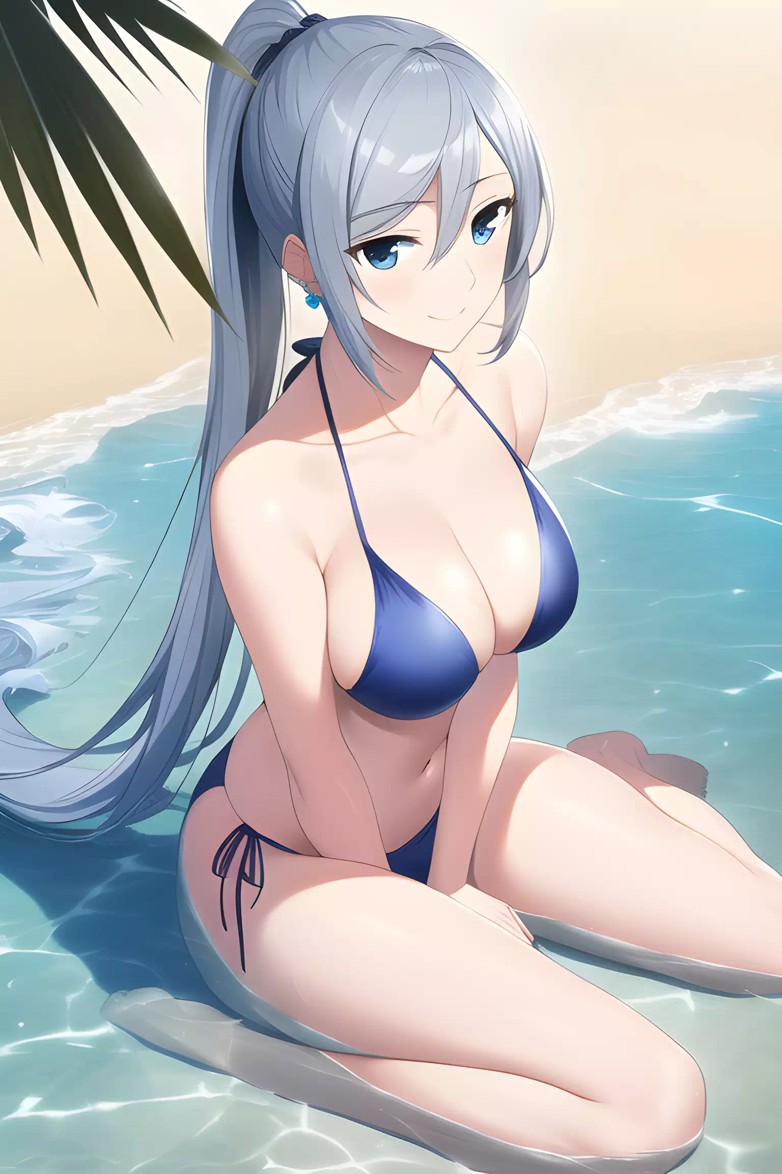 青い髪の美少女,