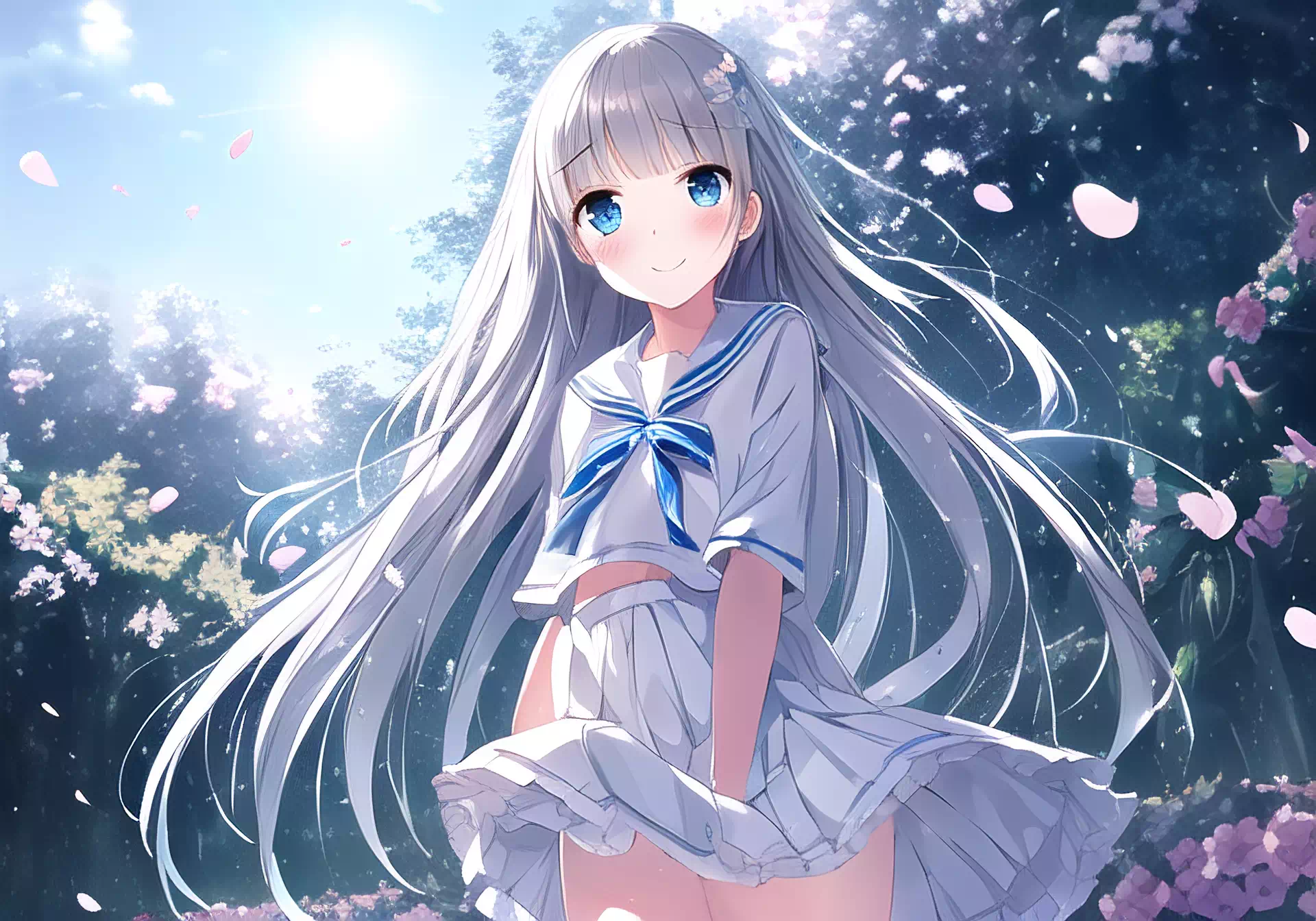 月夜の白少女