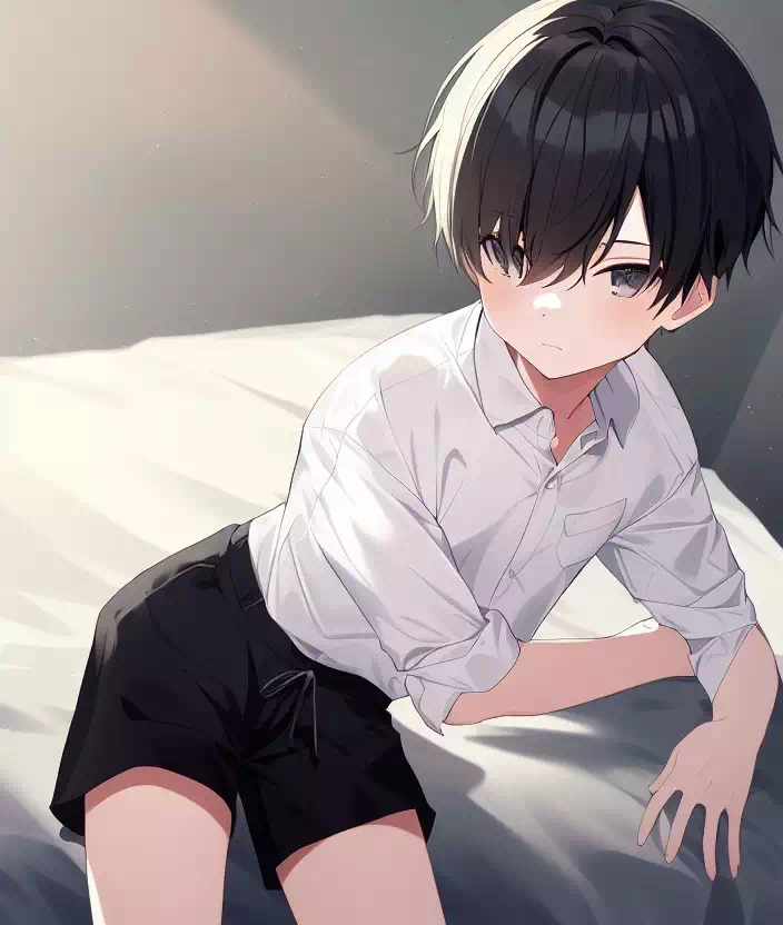【NovelAI】白Tに黒いショートパンツ