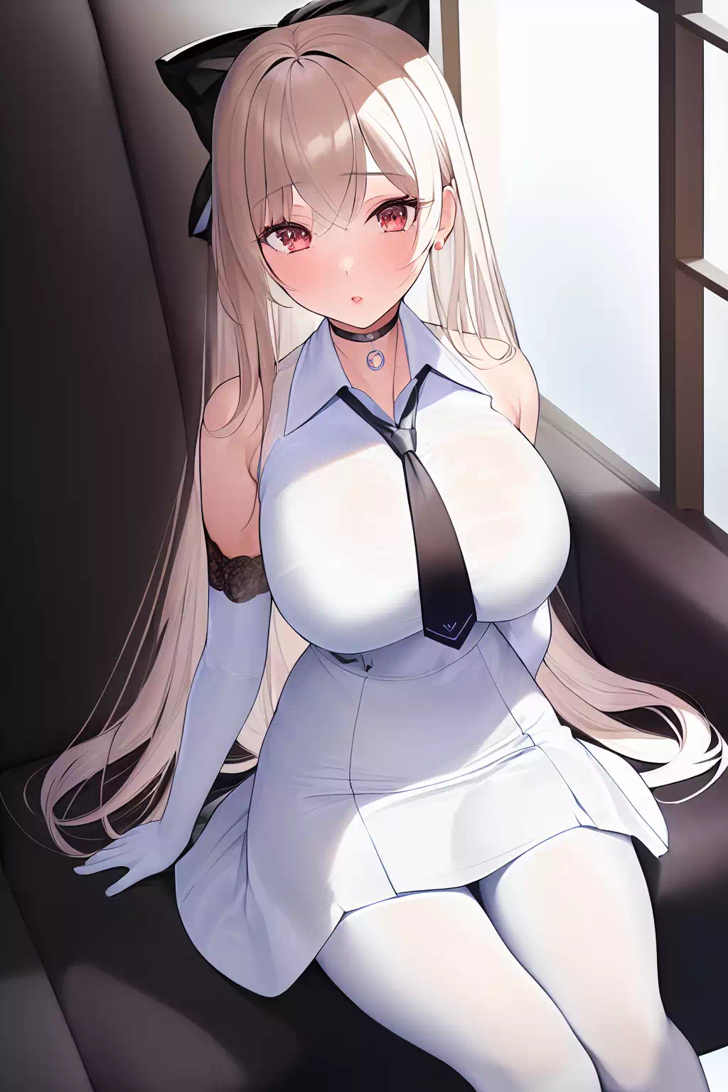 生徒会室の白タイツ美少女