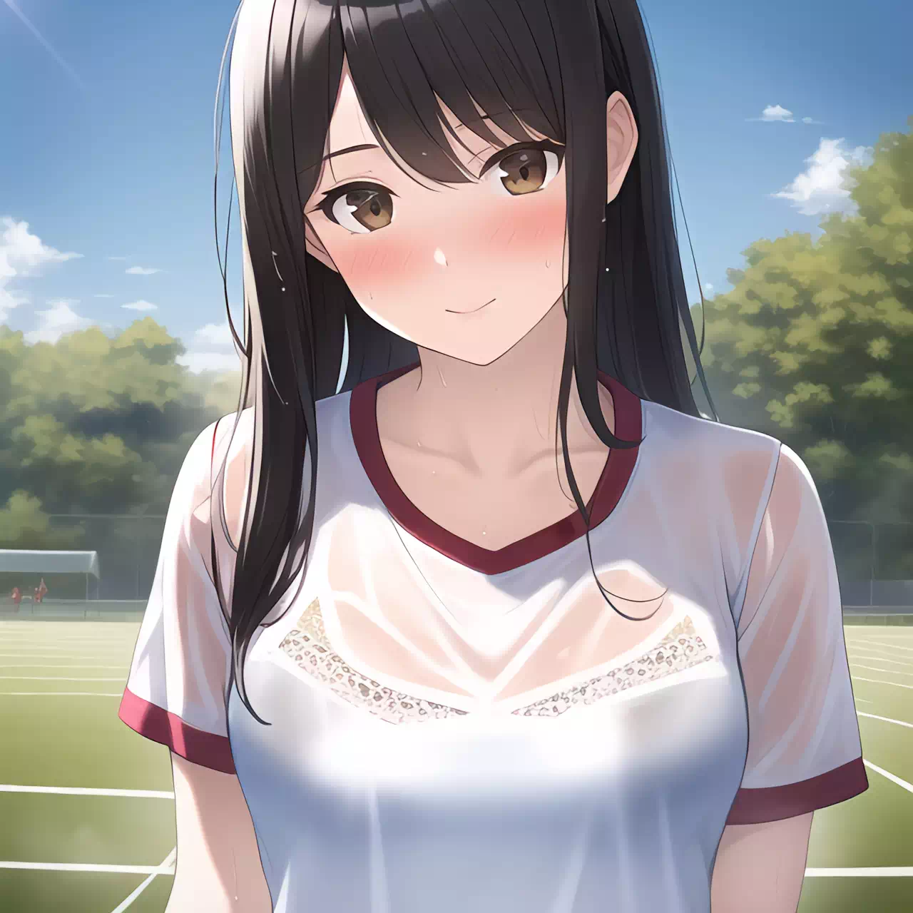 黒髪ロング体操服