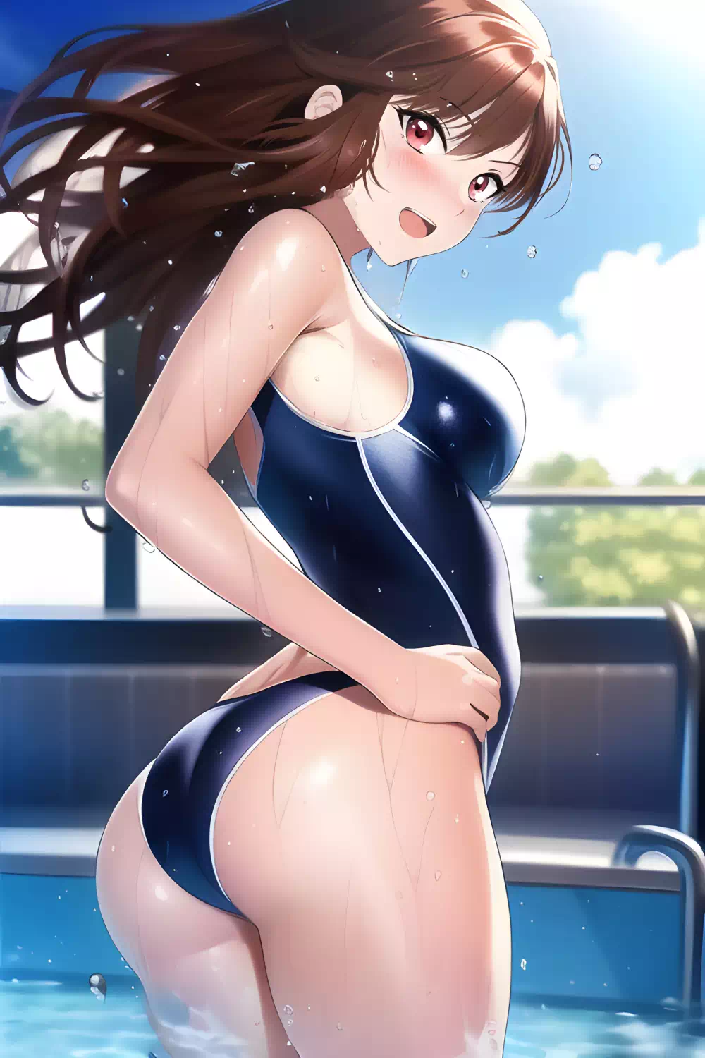 競泳水着の女子高生