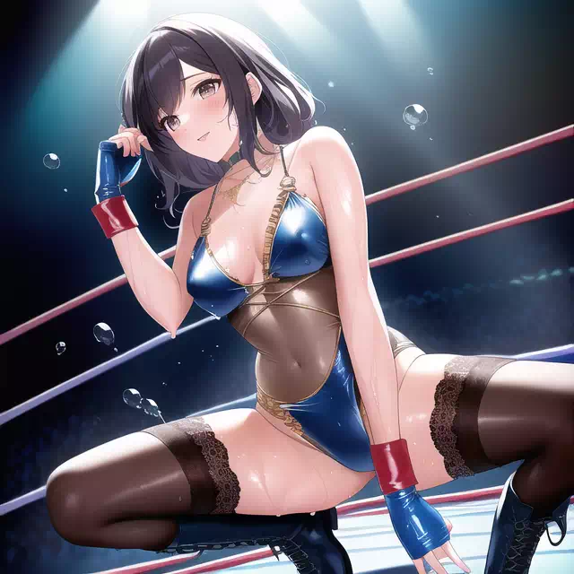 つやテカ水着で開脚するレスラーさん by NovelAI