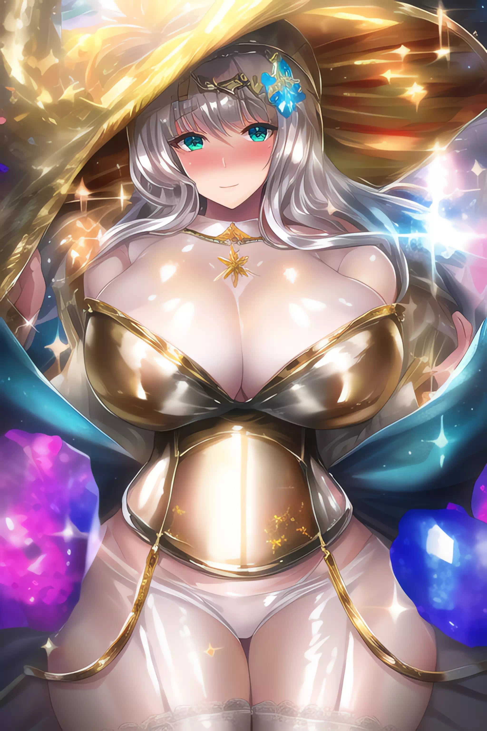 金銀光沢爆乳魔女！