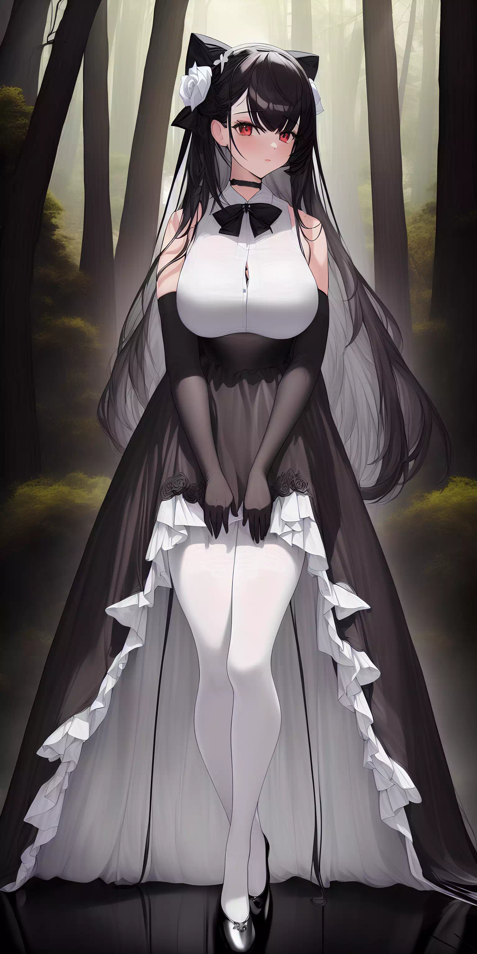 黒髪白タイツのお姉さん