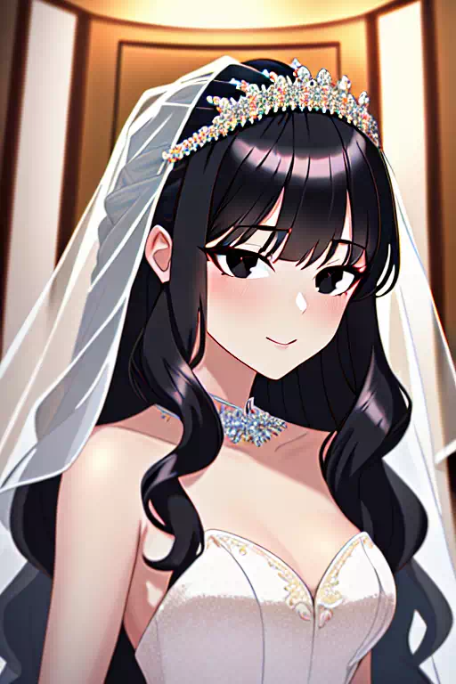 結婚がうれしいウエディングドレスを着た女