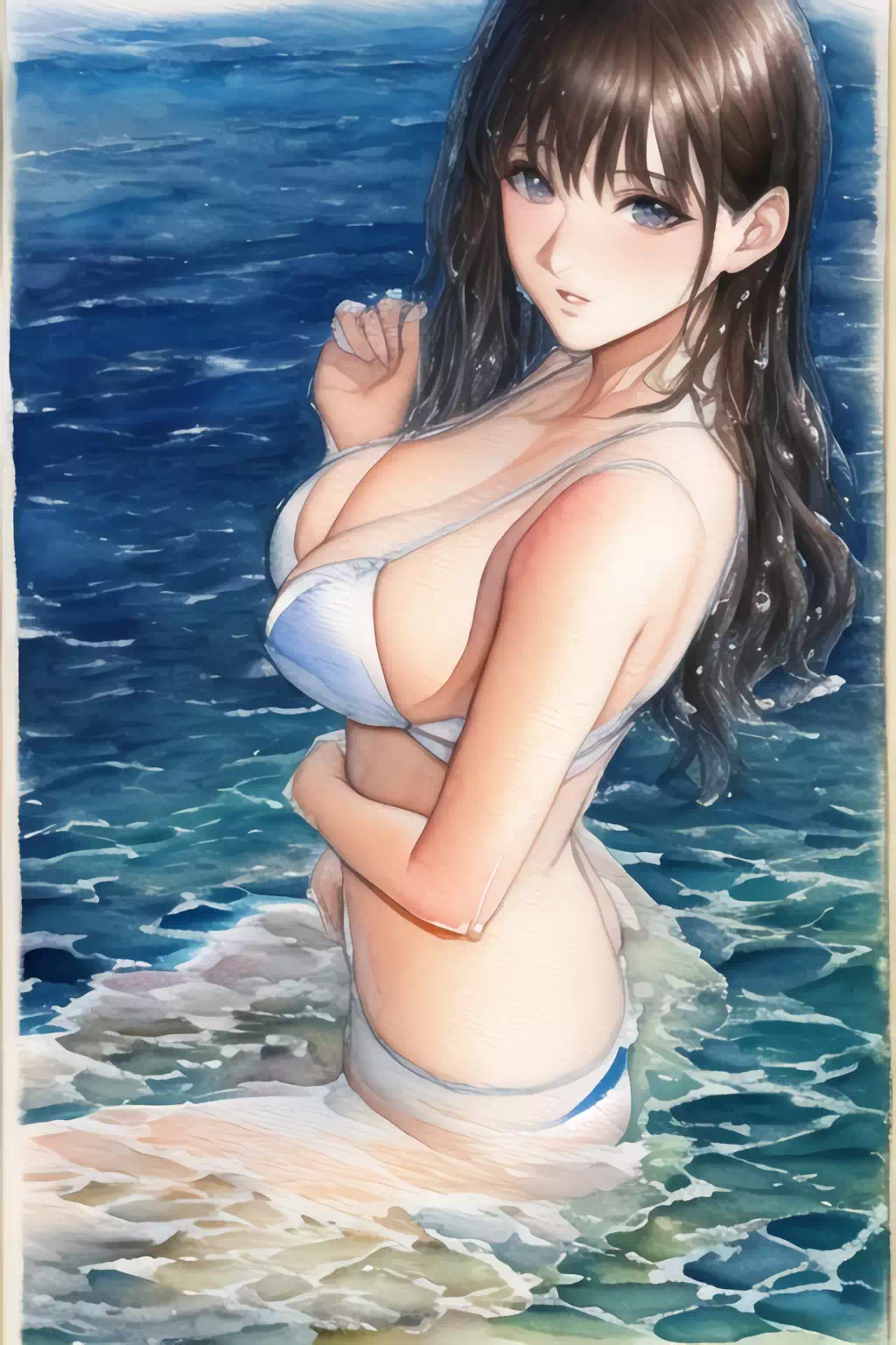 水彩画の水着