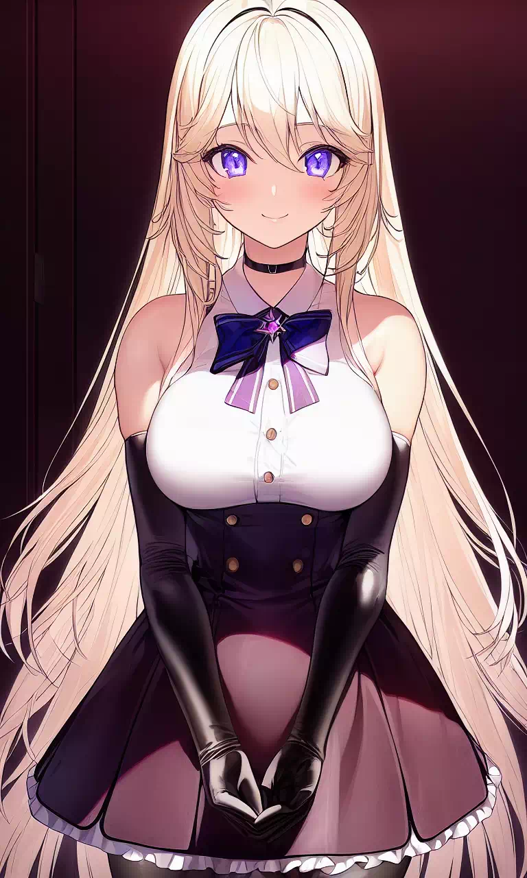 黒長手袋ブロンドの女の子