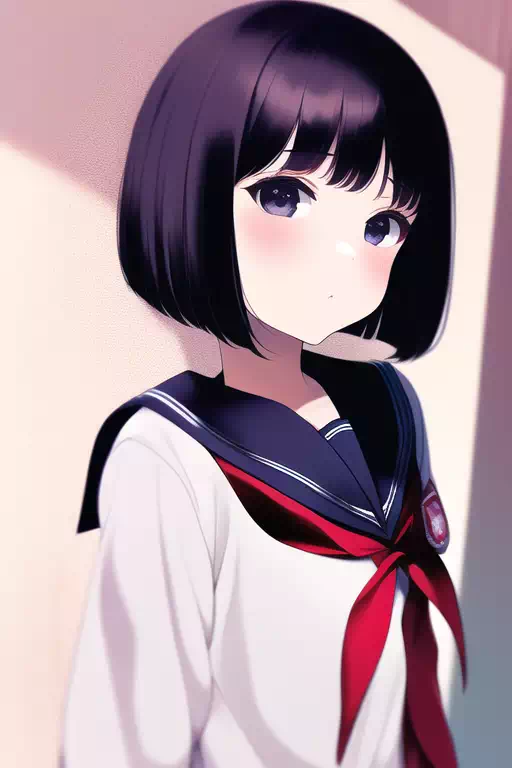 bob cut loli school uniform