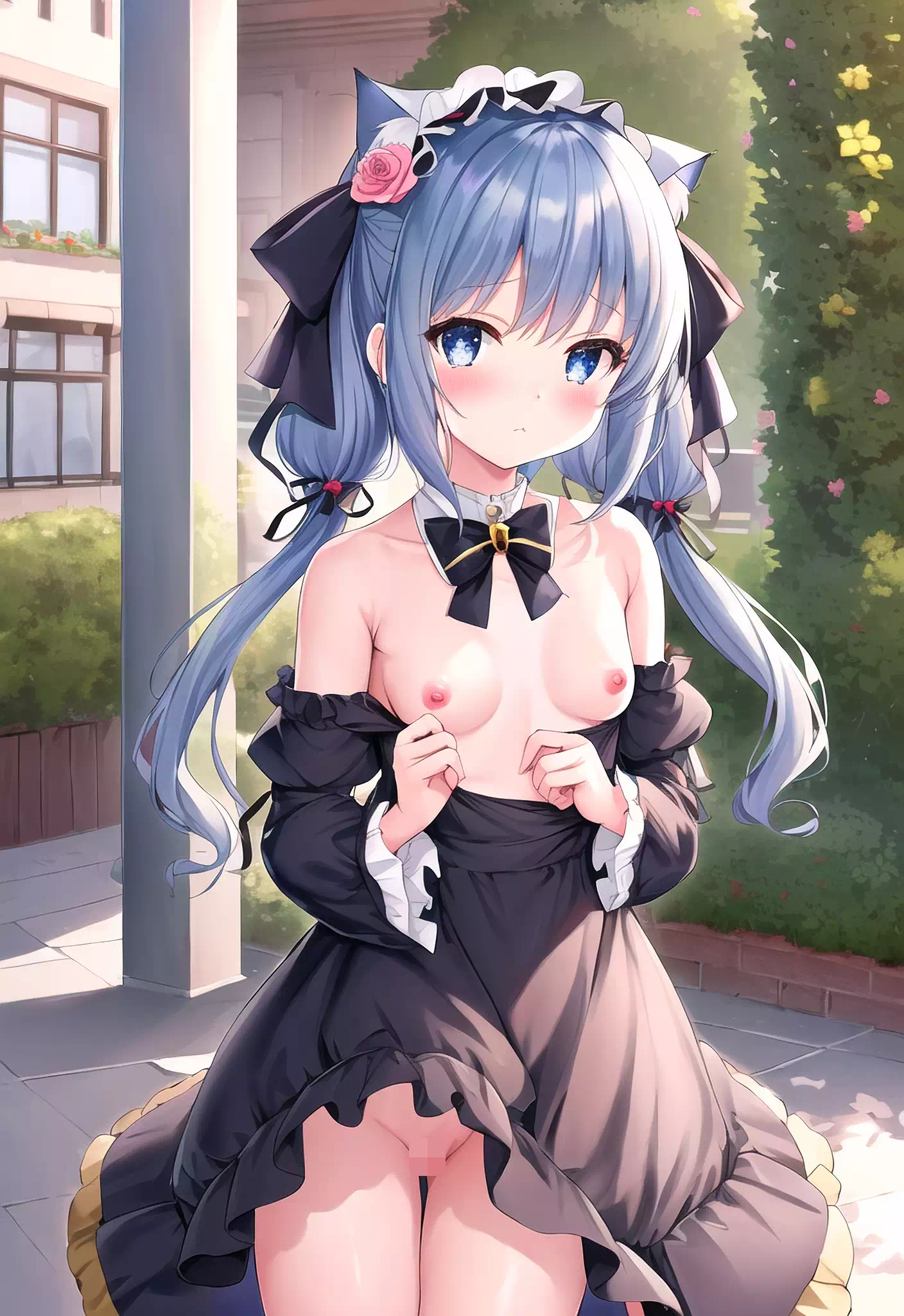 ??雫穿着露乳小裙子，将自己最心?的的小乳房露出来